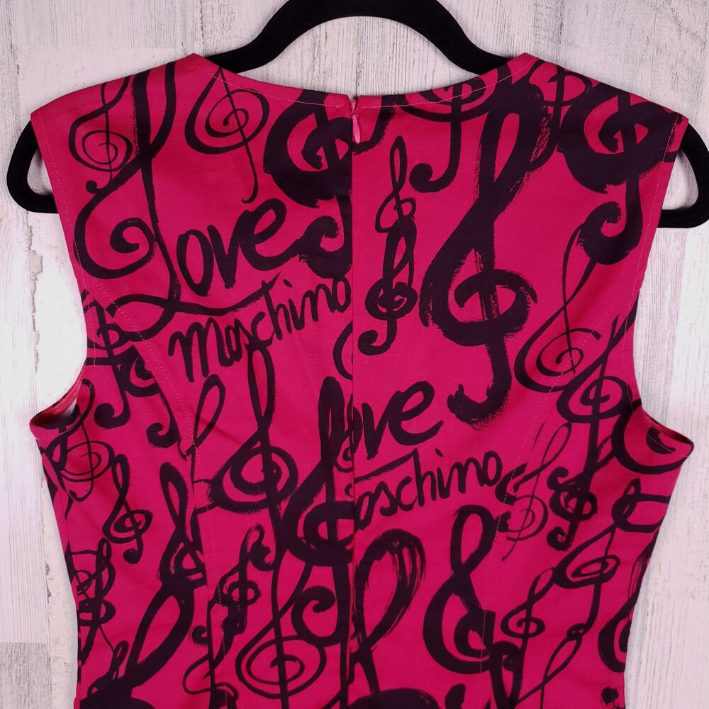 NWT Love Moschino Fuchsia Music Note Sheath Sleeveless Dress Women's Size 8 - Picture 7 of 11